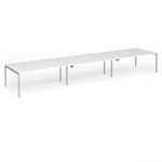 Connex Goal-Post 5400 x 1200 x 725mm Back to Back Desk (6 x 1800mm) - Silver Frame / White Top
