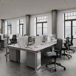 Connex Goal-Post 5400 x 1600 x 725mm Back to Back Desk (6 x 1800mm) - White Frame / Kendal Oak Top