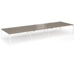 Connex Goal-Post 5400 x 1600 x 725mm Back to Back Desk (6 x 1800mm) - White Frame / Nebraska Oak Top