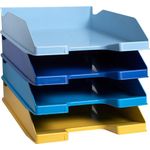 Exacompta Bee Blue Letter Trays Recycled A4 Set of 4 Assorted 113202SETD