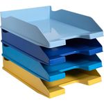 Exacompta Bee Blue Letter Trays Recycled A4 Set of 4 Assorted 113202SETD