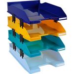 Exacompta Bee Blue Letter Trays Recycled A4 Set of 4 Assorted 113202SETD