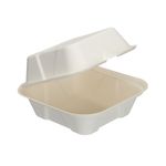 Go-Pak Bagasse Burger Box Square 6 Inch White (Pack of 500) D06001