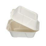 Go-Pak Bagasse Burger Box Square 6 Inch White (Pack of 500) D06001