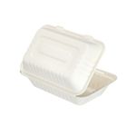 Go-Pak Bagasse Clamshell Meal Box Large 9x6 Inch White (Pack of 250) D06003
