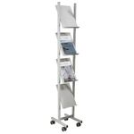 Helit Mobile A4 4 Tier Literature Display Stand Steel Silver H6813399