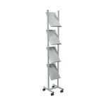 Helit Mobile A4 4 Tier Literature Display Stand Steel Silver H6813399
