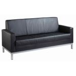 Helsinki square back reception 3 seater chair 1880mm wide - black bonded leather faced