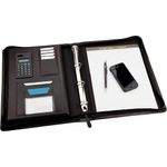 Monolith Leather Look Zipped Ring Binder with A4 Pad A4 Black 2827