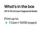 HP 31 Original Ink Bottle 70-ml Cyan 1VU26AE