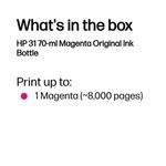 HP 31 Original Ink Bottle 70-ml Magenta 1VU27AE