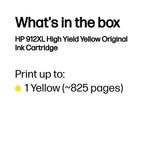 HP 912XL Original Ink Cartridge High Yield Yellow 3YL83AE
