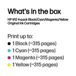 HP 912 Original Ink Cartridge 2.93/8.29-ml CMYK 4-pack 6ZC74AE