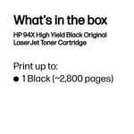 HP 94X Original LaserJet Toner Cartridge High Yield Black CF294X