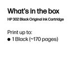 HP 302 Original Ink Cartridge 3.5-ml Black F6U66AE