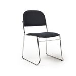 Jive stacking chair with chrome frame in black fabric