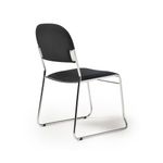 Jive stacking chair with chrome frame in black fabric