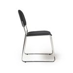 Jive stacking chair with chrome frame in black fabric