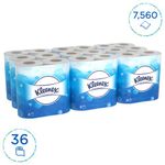 Kleenex Paper Toilet Roll 2-Ply x210 2 Rolls x18 White Pack of 36 8477