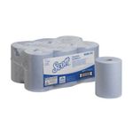 Scott Slimroll Paper Hand Towel Roll 1-Ply 190m Blue Pack of 6 6696