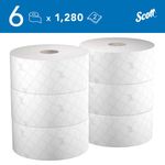 Scott Toilet Tissue Centrefeed Roll 2-Ply x1280 White Pack of 6 8569