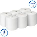 Scott Disposable Paper Hand Towel Roll 1-Ply 300m White Pack of 6 6622