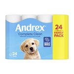 Andrex Complete Clean Toilet Roll 2-Ply 190 Sh/Roll Pack of 24 4970614