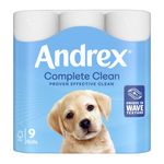 Andrex Complete Clean Toilet Roll 2-Ply 190 Sh/Roll Pack of 9 04970108