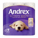 Andrex Ultimate Quilts Toilet Roll 3-Ply 155 Sh/Roll Pack of 9 4474132
