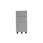 Jemini 3 Drawer Mobile Pedestal Slimline Steel 300x470x615mm Silver KF74157