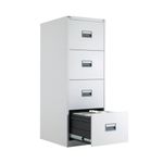 Talos 4 Drawer Filing Cabinet 465x620x1300mm White TCS4FC-WH