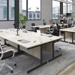 Jemini Single Rectangular Desk 800x600x730mm Grey Oak/Silver KF800295