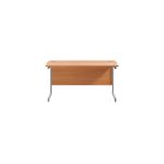 Jemini Single Rectangular Desk 1400x600x730mm Beech/Silver KF800524