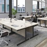 Jemini Single Rectangular Desk 1400x600x730mm Beech/Silver KF800524