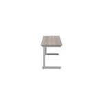 Jemini Single Rectangular Desk 1400x600x730mm Grey Oak/Silver KF800537