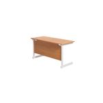 Jemini Single Rectangular Desk 1400x600x730mm Beech/White KF800587