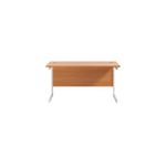 Jemini Single Rectangular Desk 1400x600x730mm Beech/White KF800587
