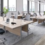 Jemini Single Rectangular Desk 1400x600x730mm Beech/White KF800587