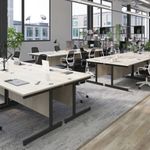 Jemini Single Rectangular Desk 1400x600x730mm Beech/White KF800587