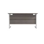 Jemini Single Rectangular Desk 1400x600x730mm Grey Oak/White KF800593