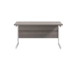 Jemini Single Rectangular Desk 1400x600x730mm Grey Oak/White KF800593