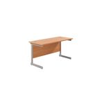 Jemini Single Rectangular Desk 1400x600x730mm White/White KF800614