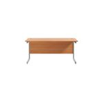 Jemini Single Rectangular Desk 1600x600x730mm Beech/Silver KF800648