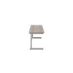 Jemini Single Rectangular Desk 1600x600x730mm Grey Oak/Silver KF800654