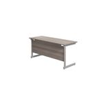 Jemini Single Rectangular Desk 1600x600x730mm Grey Oak/Silver KF800654