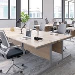 Jemini Single Rectangular Desk 1600x600x730mm Grey Oak/Silver KF800654