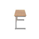 Jemini Single Rectangular Desk 1600x600x730mm Nova Oak/Silver KF800660