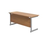 Jemini Single Rectangular Desk 1600x600x730mm Nova Oak/Silver KF800660
