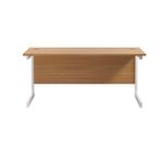 Jemini Single Rectangular Desk 1600x600x730mm Nova Oak/White KF800725