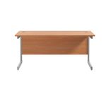 Jemini Single Rectangular Desk 1800x600x730mm Beech/Silver KF800766